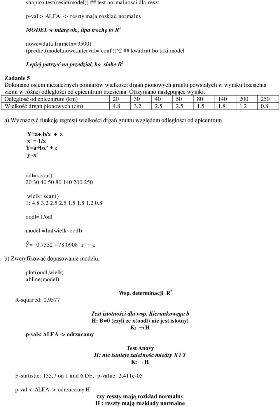 gruntu powstałych w wyniku trzęsienia ziemi w różnej odległości od epicentrum trzęsienia.