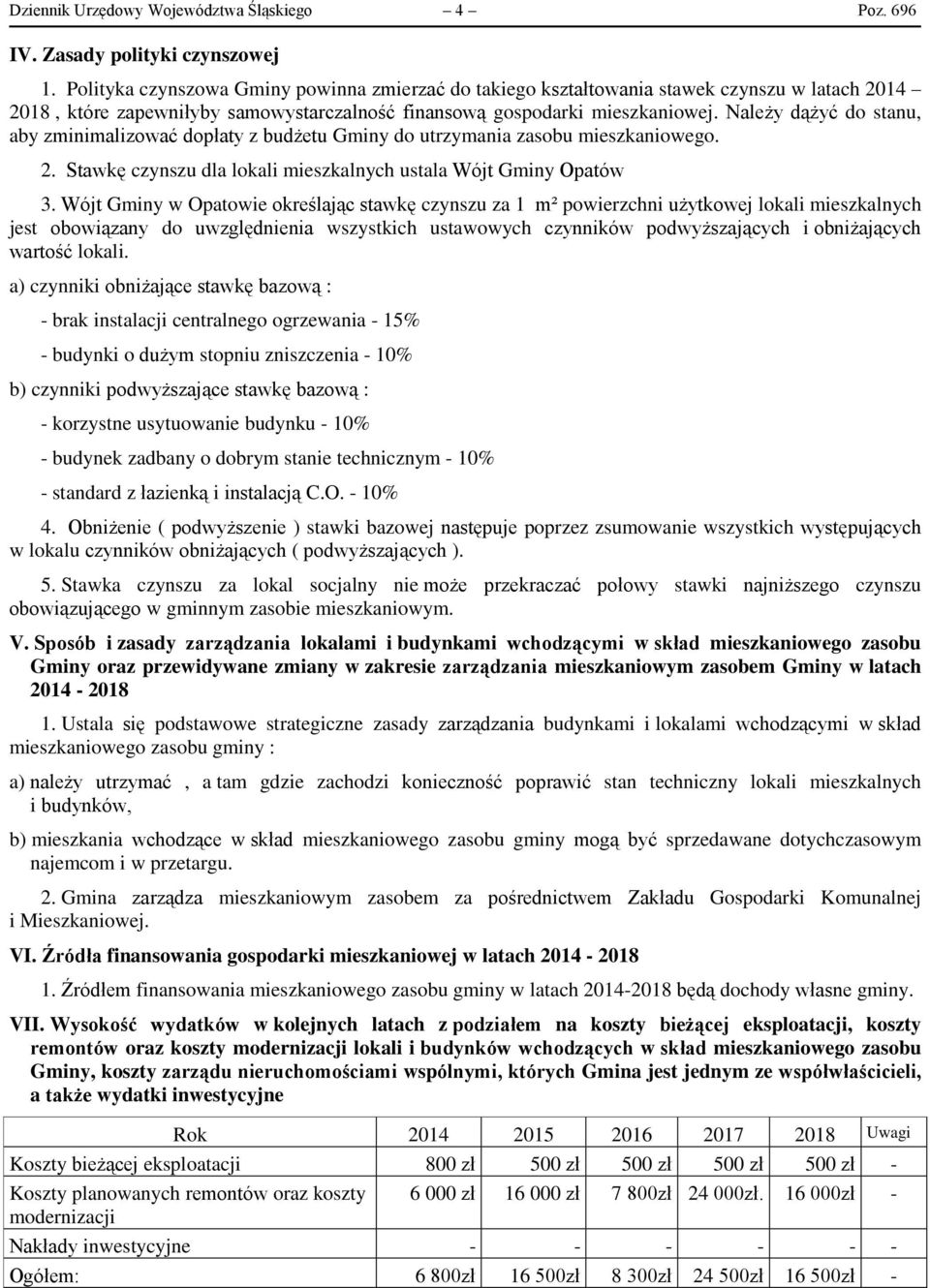 Należy dążyć do stanu, aby zminimalizować dopłaty z budżetu Gminy do utrzymania zasobu mieszkaniowego. 2. Stawkę czynszu dla lokali mieszkalnych ustala Wójt Gminy Opatów 3.