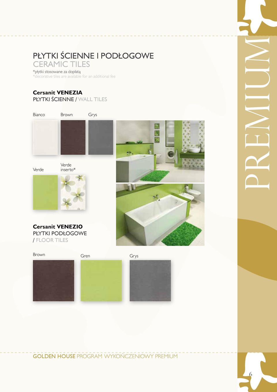 ścienne / wall tiles Bianco Brown Grys Verde Verde inserto* PREMIUM Cersanit