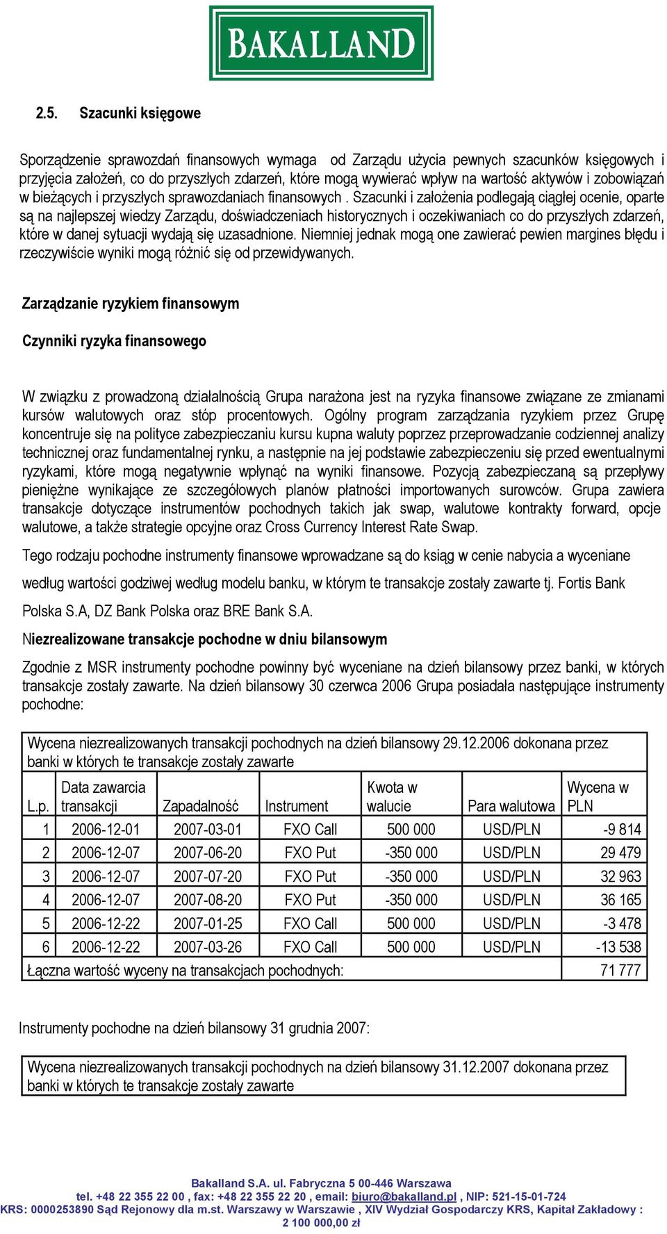 Szacunki i założenia podlegają ciągłej ocenie, oparte są na najlepszej wiedzy Zarządu, doświadczeniach historycznych i oczekiwaniach co do przyszłych zdarzeń, które w danej sytuacji wydają się