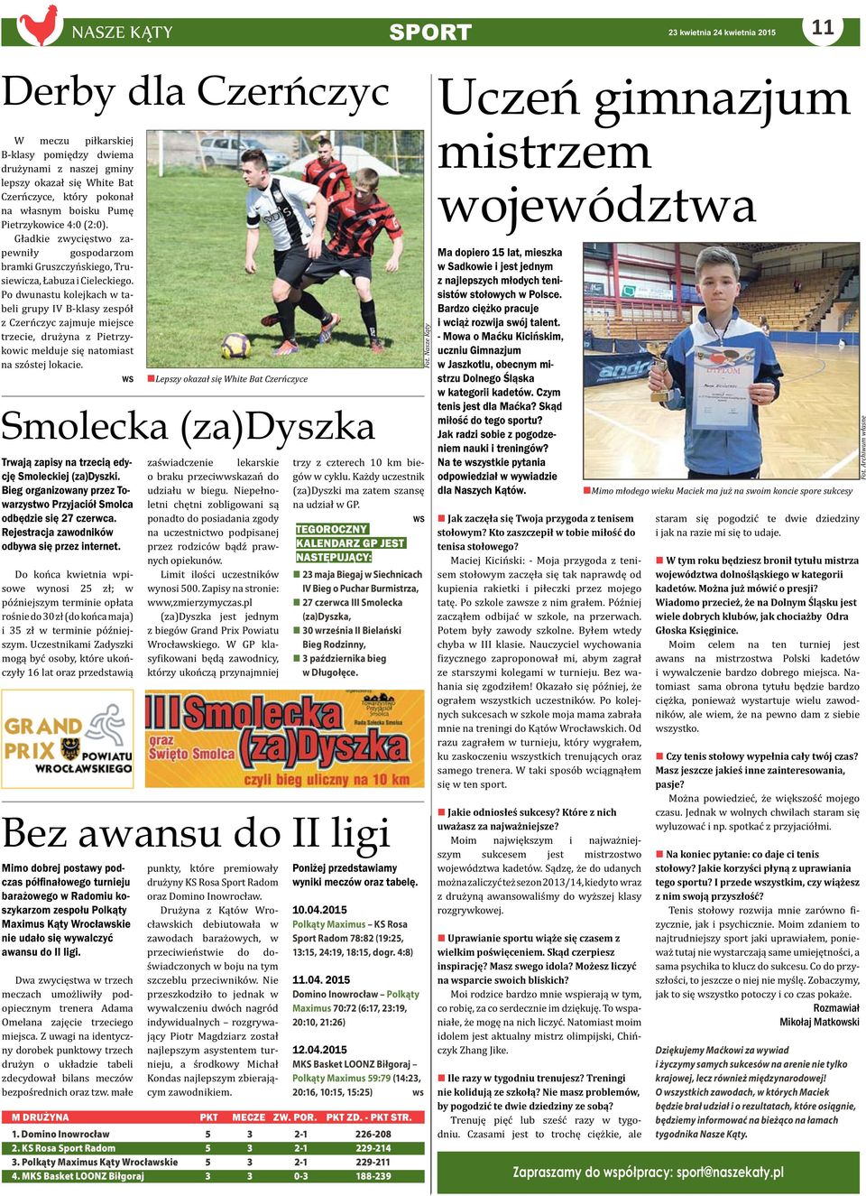 KS Rosa Sport Radom 5 3 2-1 229-214 3. Polkąty Maximus Kąty Wrocławskie 5 3 2-1 229-211 4.