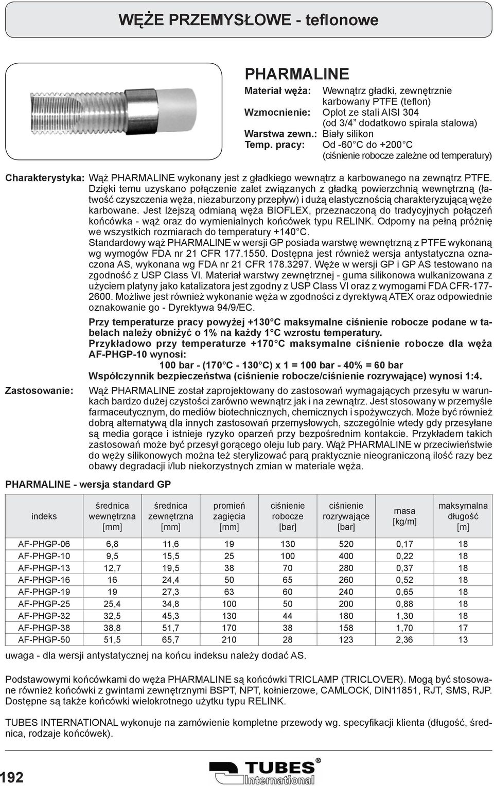 PHARMALINE wykonany jest z gładkiego wewnątrz a karbowanego na zewnątrz PTFE.
