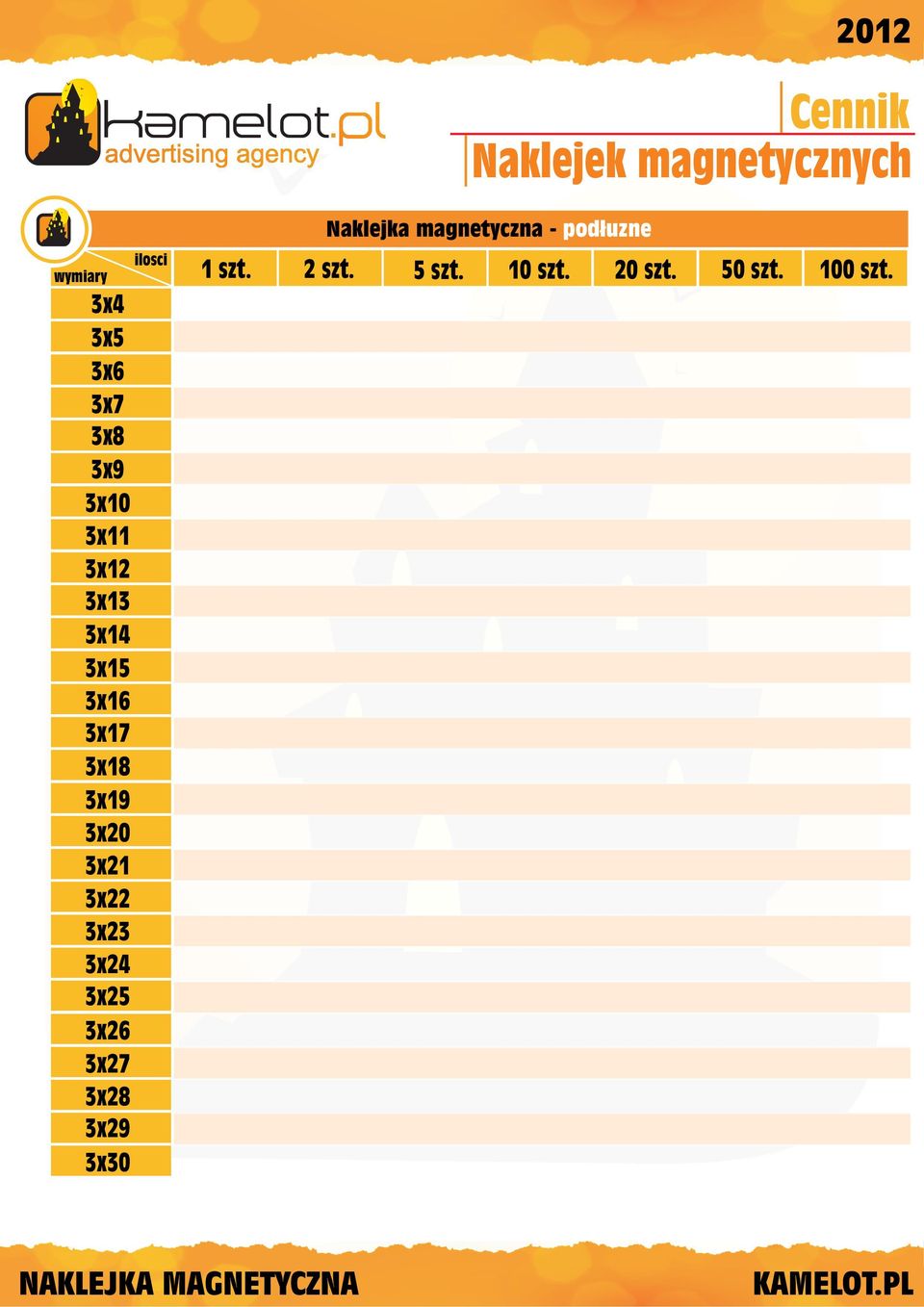 3x25 3x26 3x27 3x28 3x29 3x30 Naklejka magnetyczna