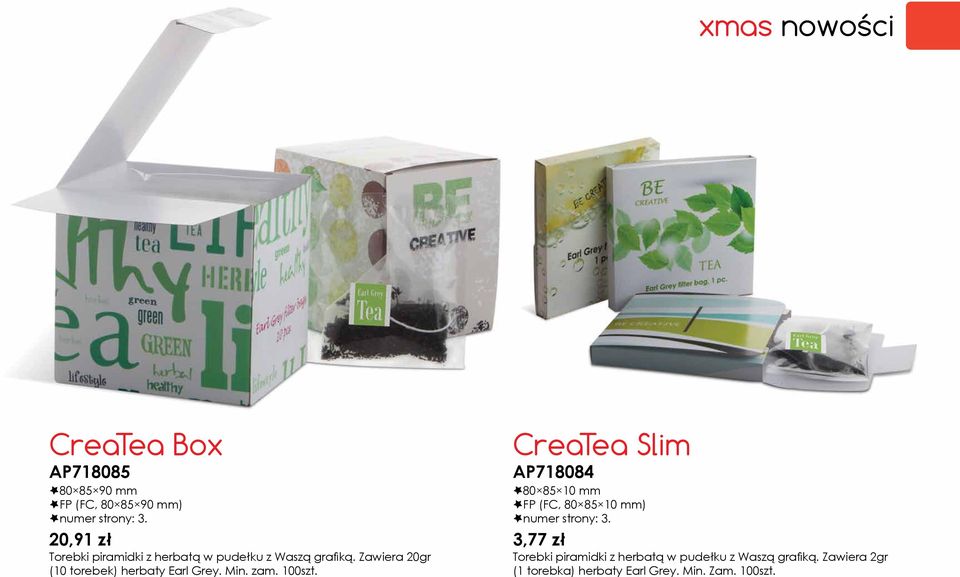 Zawiera 20gr (10 torebek) herbaty Earl Grey. Min. zam. 100szt.