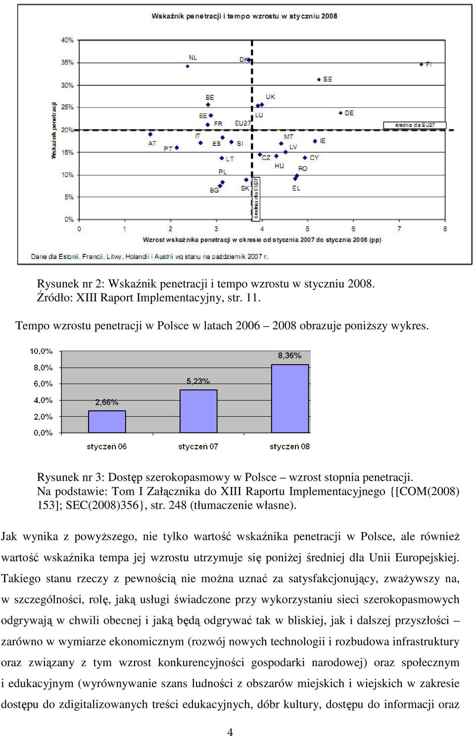 Jak wynika z powyższego, nie tylko wartość wskaźnika penetracji w Polsce, ale również wartość wskaźnika tempa jej wzrostu utrzymuje się poniżej średniej dla Unii Europejskiej.