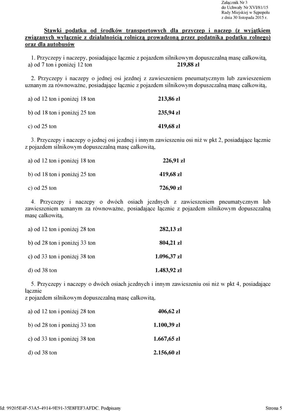 Przyczepy i naczepy o jednej osi jezdnej z zawieszeniem pneumatycznym lub zawieszeniem uznanym za równoważne, posiadające łącznie z pojazdem silnikowym dopuszczalną masę całkowitą, a) od 12 ton i