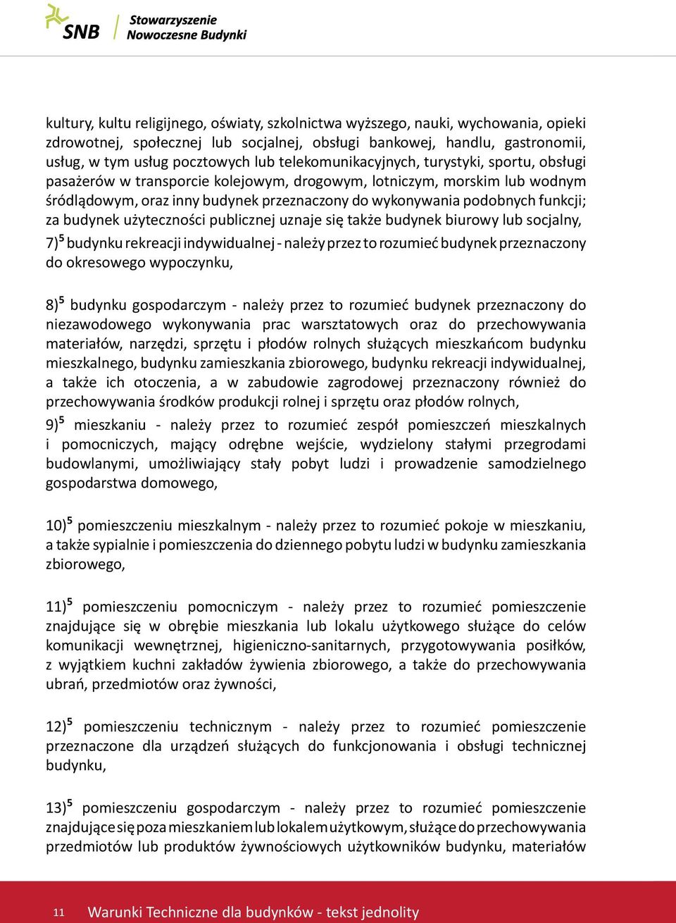 funkcji; za budynek użyteczności publicznej uznaje się także budynek biurowy lub socjalny, 7) 5 budynku rekreacji indywidualnej - należy przez to rozumieć budynek przeznaczony do okresowego