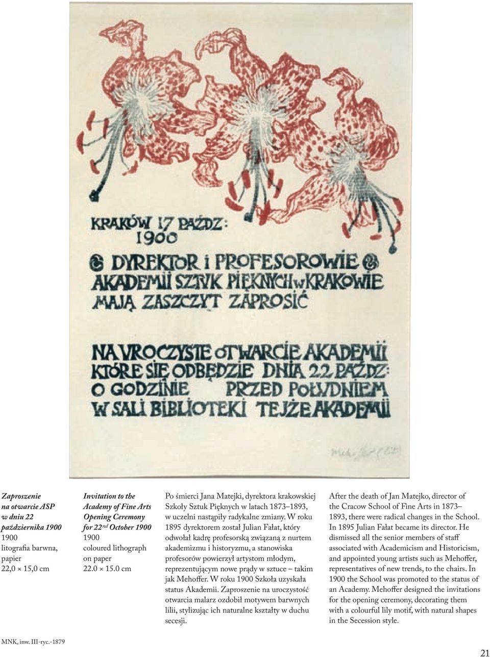 W roku 1895 dyrektorem został Julian Fałat, który odwołał kadrę profesorską związaną z nurtem akademizmu i historyzmu, a stanowiska profesorów powierzył artystom młodym, reprezentującym nowe prądy w