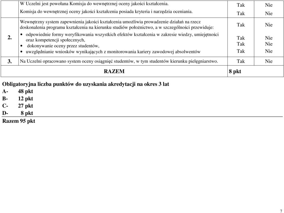 odpowiednie formy weryfikowania wszystkich efektów kształcenia w zakresie wiedzy, umiejętności oraz kompetencji społecznych, dokonywanie oceny przez studentów, uwzględnianie wniosków wynikających z