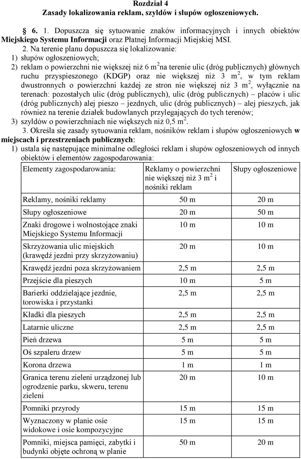 przyspieszonego (KDGP) oraz nie większej niż 3 m 2, w tym reklam dwustronnych o powierzchni każdej ze stron nie większej niż 3 m 2, wyłącznie na terenach: pozostałych ulic (dróg publicznych), ulic