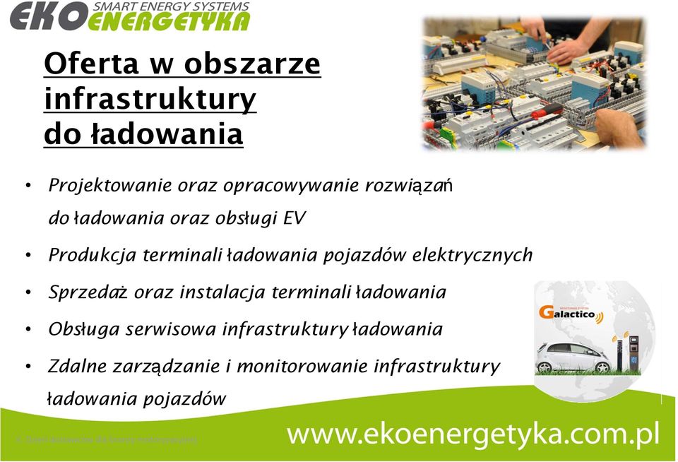 elektrycznych Sprzedaż oraz instalacja terminali ładowania Obsługa serwisowa