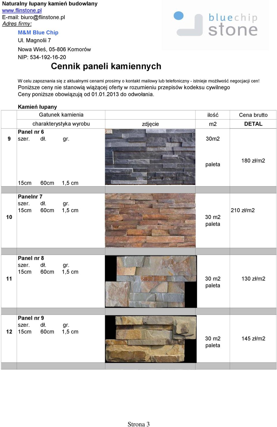 Panel nr 8 11 30 130 zł/