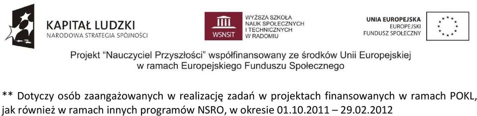 finansowanych w ramach POKL, jak również