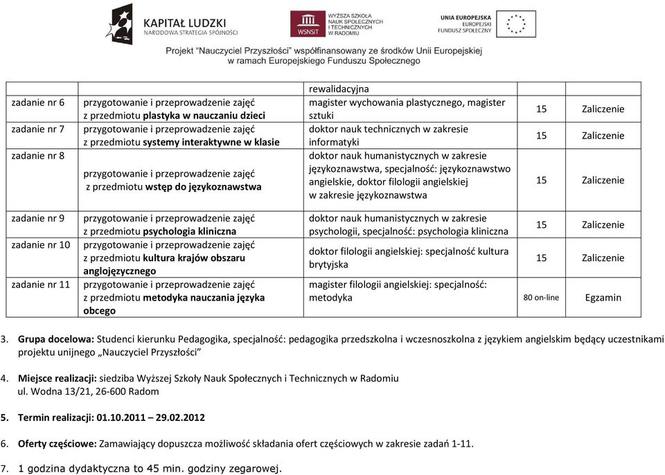 angielskiej w zakresie językoznawstwa Zaliczenie Zaliczenie Zaliczenie zadanie nr 9 z przedmiotu psychologia kliniczna zadanie nr 10 z przedmiotu kultura krajów obszaru anglojęzycznego zadanie nr 11