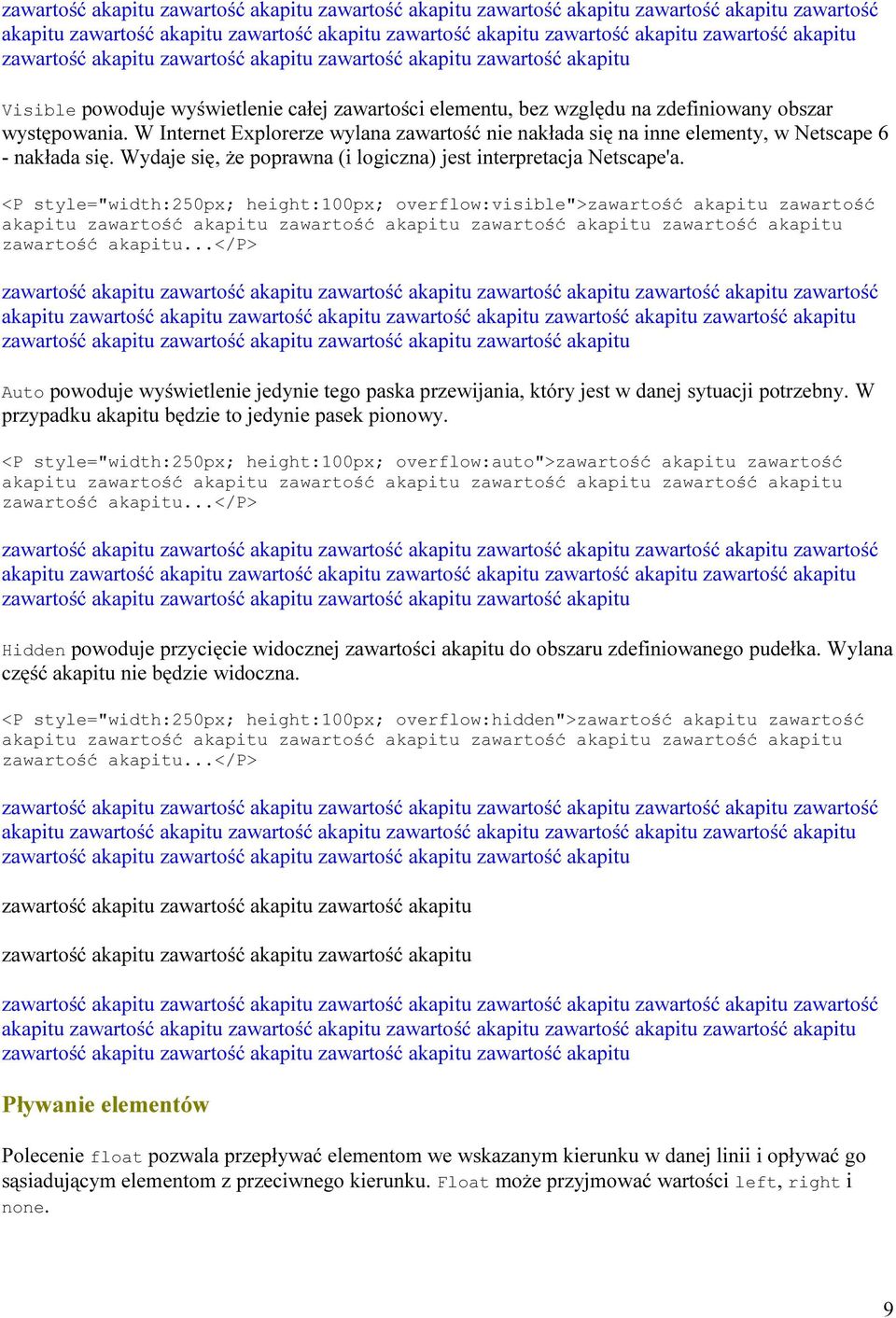 W Internet Explorerze wylana zawartość nie nakłada się na inne elementy, w Netscape 6 - nakłada się. Wydaje się, że poprawna (i logiczna) jest interpretacja Netscape'a.