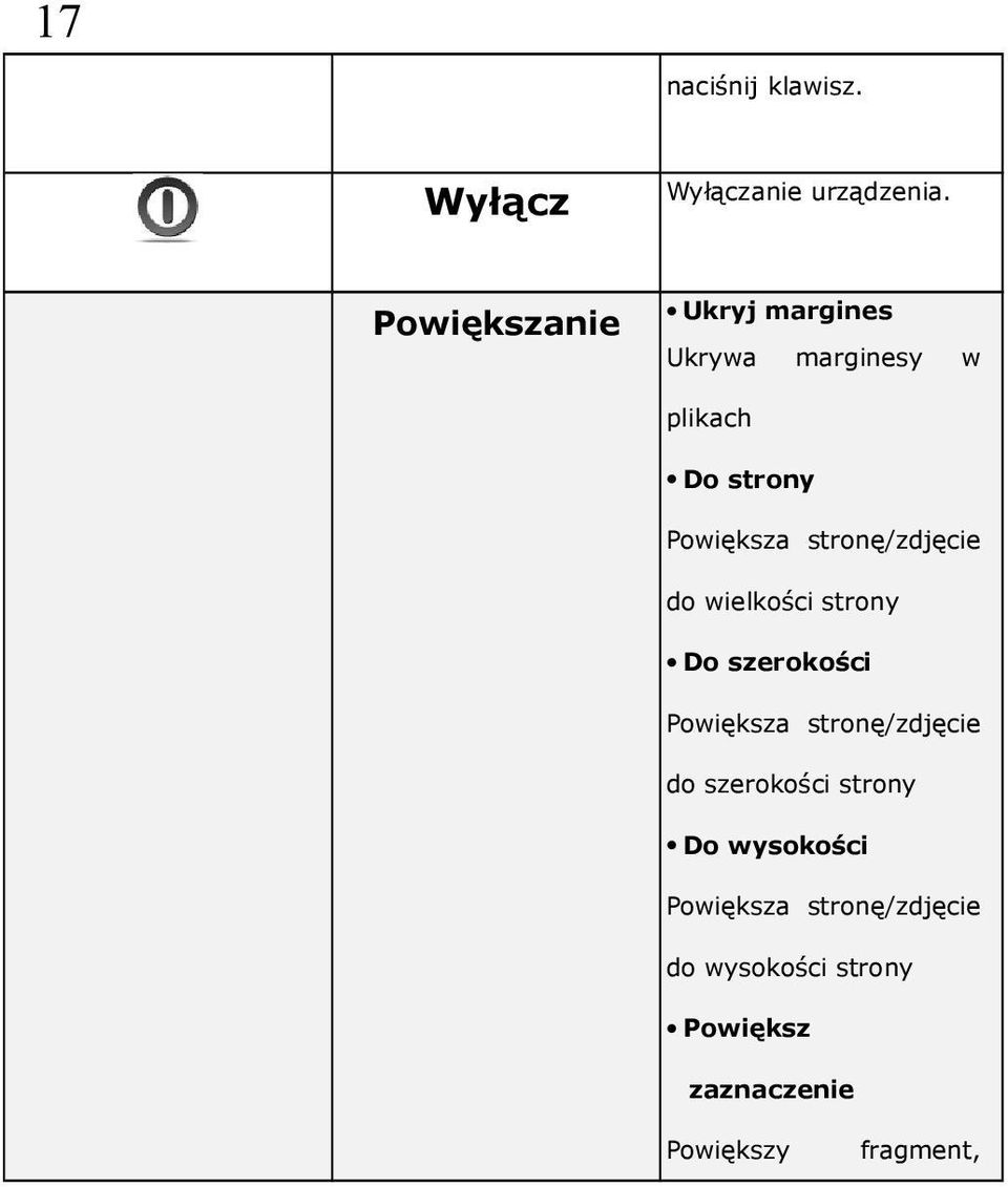 stronę/zdjęcie do wielkości strony Do szerokości Powiększa stronę/zdjęcie do