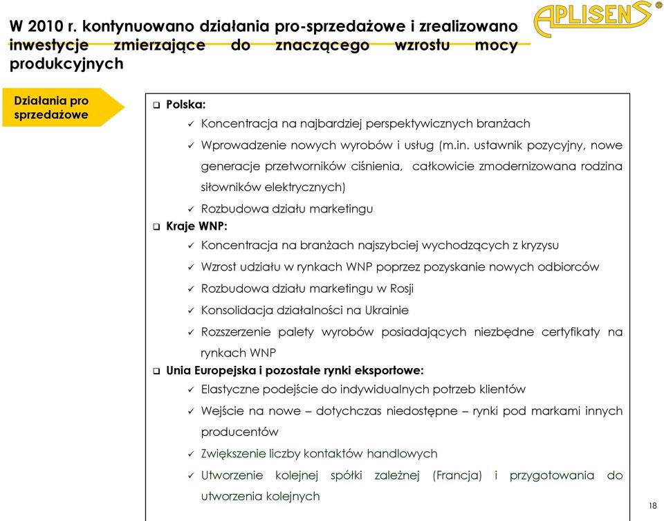 branżach Wprowadzenie nowych wyrobów i usług (m.in.
