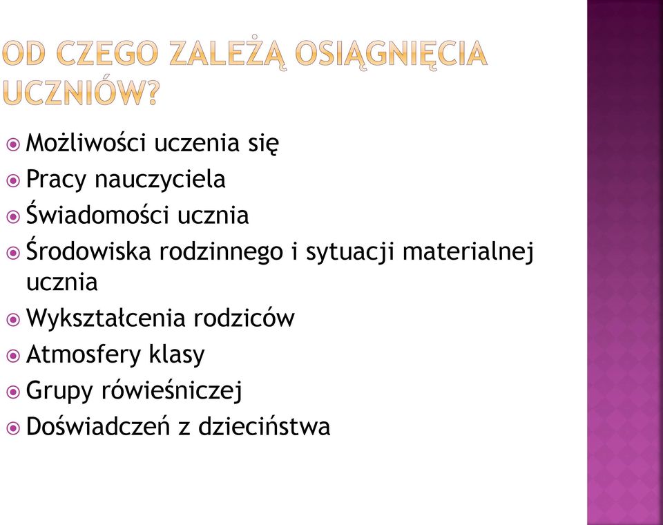 sytuacji materialnej ucznia Wykształcenia