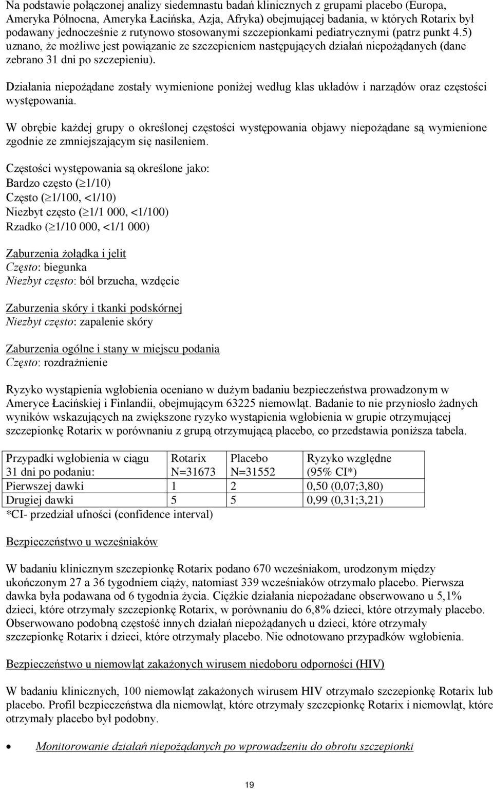 5) uznano, że możliwe jest powiązanie ze szczepieniem następujących działań niepożądanych (dane zebrano 31 dni po szczepieniu).