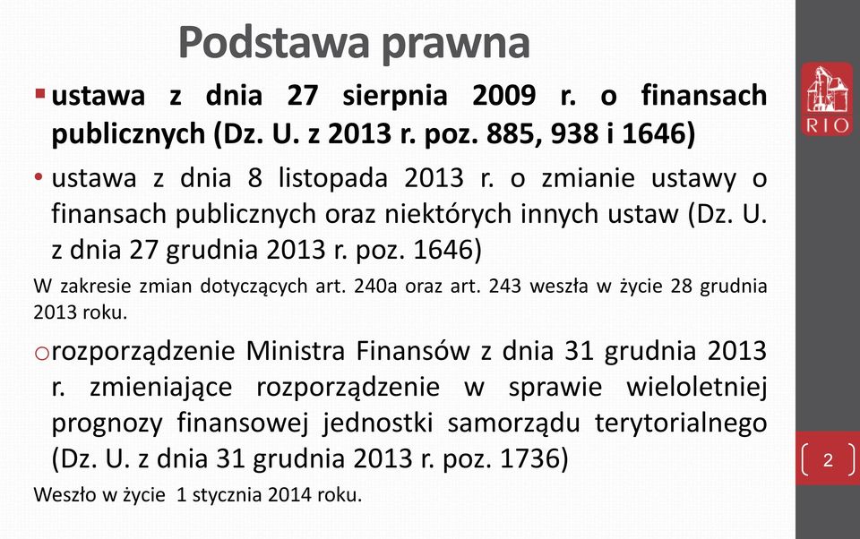 240a oraz art. 243 weszła w życie 28 grudnia 2013 roku. orozporządzenie Ministra Finansów z dnia 31 grudnia 2013 r.