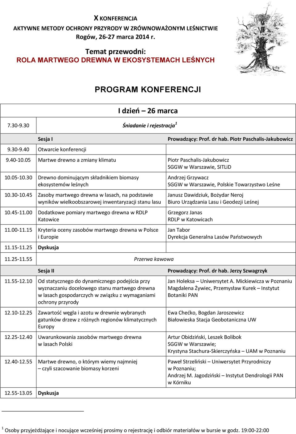 05 Martwe drewno a zmiany klimatu Piotr Paschalis-Jakubowicz, SITLiD 10.05-10.30 Drewno dominującym składnikiem biomasy ekosystemów leśnych Andrzej Grzywacz, Polskie Towarzystwo Leśne 10.30-10.