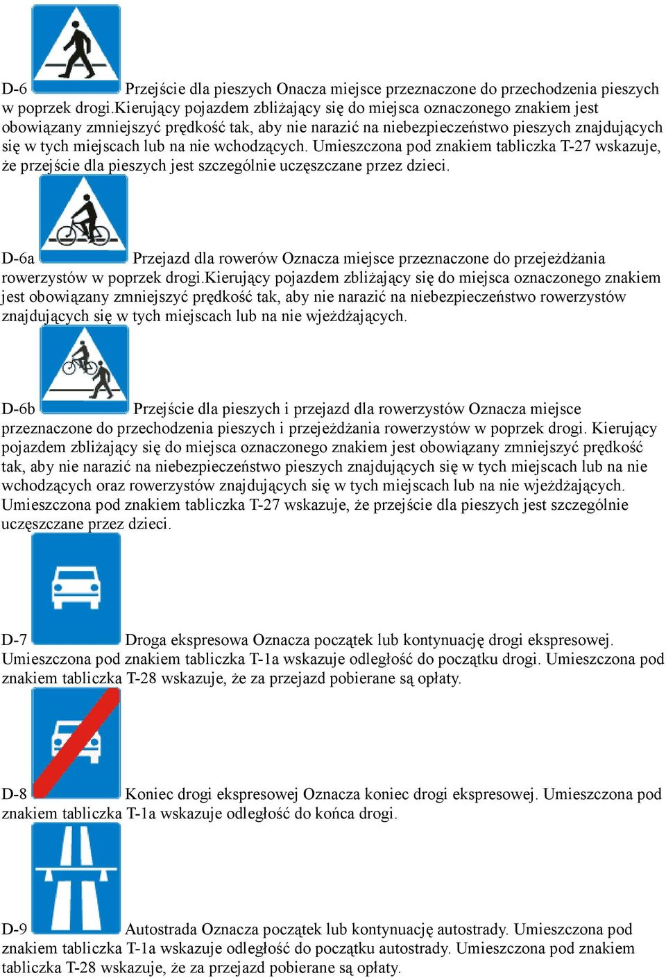 wchodzących. Umieszczona pod znakiem tabliczka T-27 wskazuje, Ŝe przejście dla pieszych jest szczególnie uczęszczane przez dzieci.