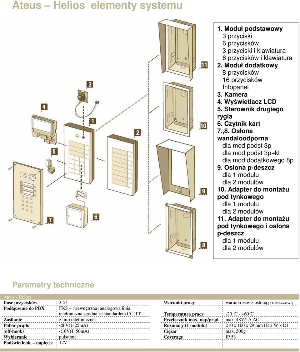 Adapter do montaŝu pod tynkowego dla 1 modułu dla 2 modułów 11.