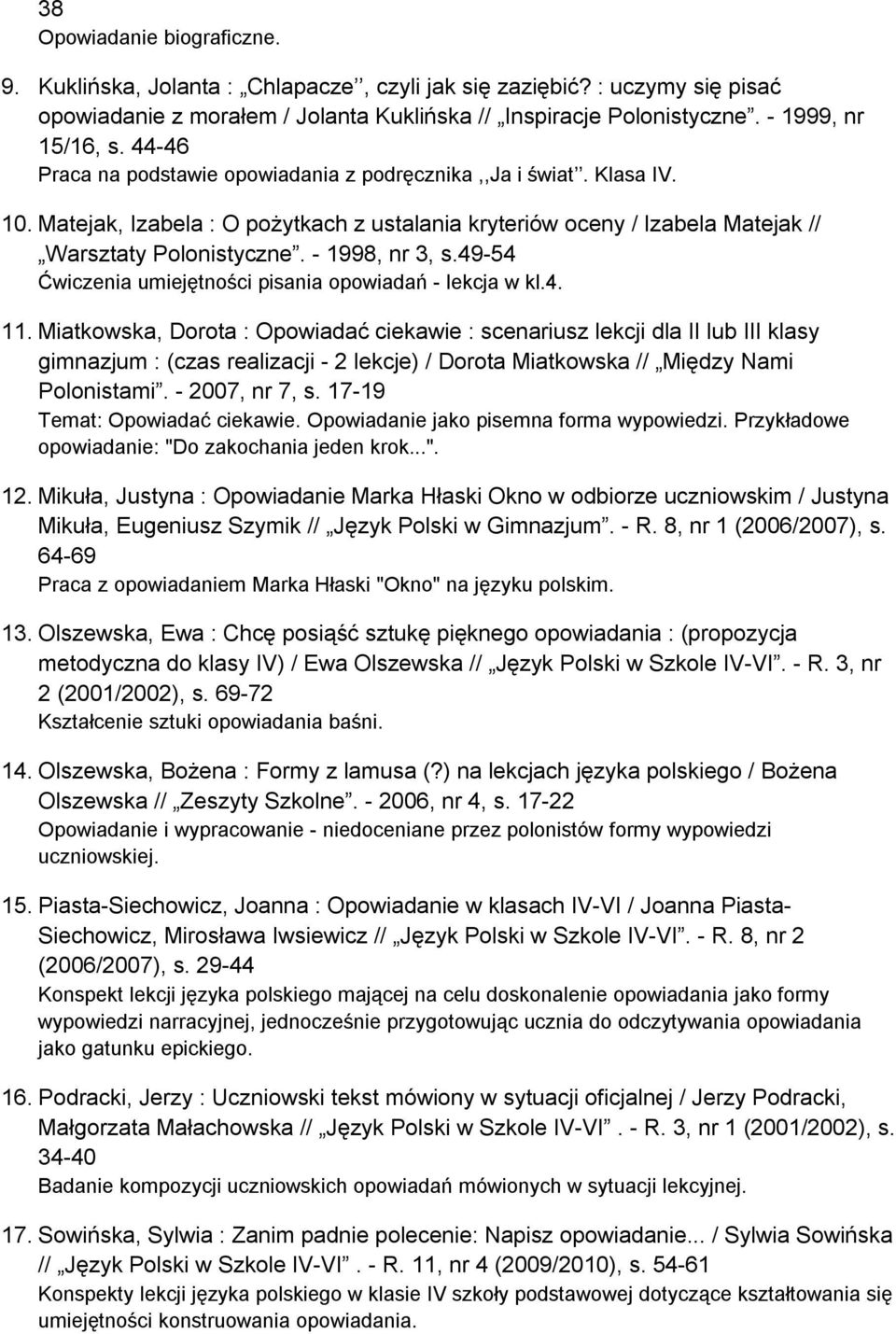 49-54 Ćwiczenia umiejętności pisania opowiadań - lekcja w kl.4. 11.