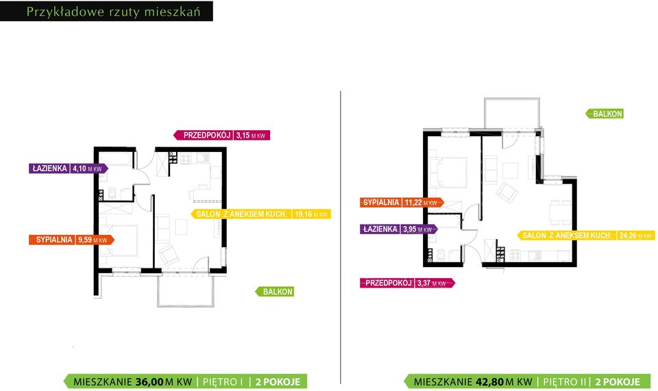 24,26 M KW BU RZ LOK BALKON 0 1 2 5m PRZEDPOKÓJ 3,37 M KW 36,00 m² 2 5m Podziałka podana z tolerancją +/- 5% Aranżacja mieszkania ma