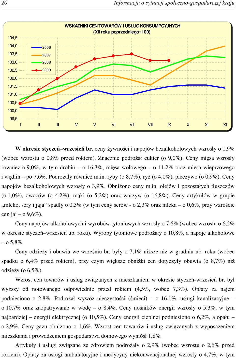 Znacznie podrożał cukier (o 9,0%). Ceny mięsa wzrosły rownież o 9,0%, w tym drobiu o 16,3%, mięsa wołowego o 11,2% oraz mięsa wieprzowego i wędlin po 7,6%. Podrożały również m.in. ryby (o 8,7%), ryż (o 4,0%), pieczywo (o 0,9%).