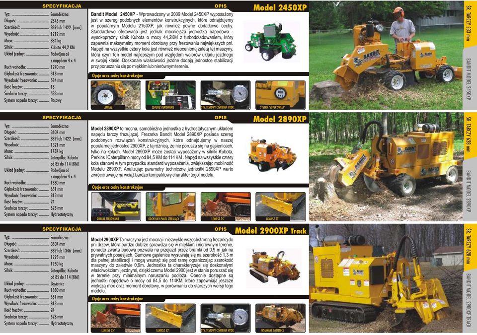 Standardowo oferowana jest jednak mocniejsza jednostka napêdowa - wysokoprê ny silnik Kubota o mocy 44,2KM z turbodo³adowaniem, który zapewnia maksymalny moment obrotowy przy frezowaniu najwiêkszych