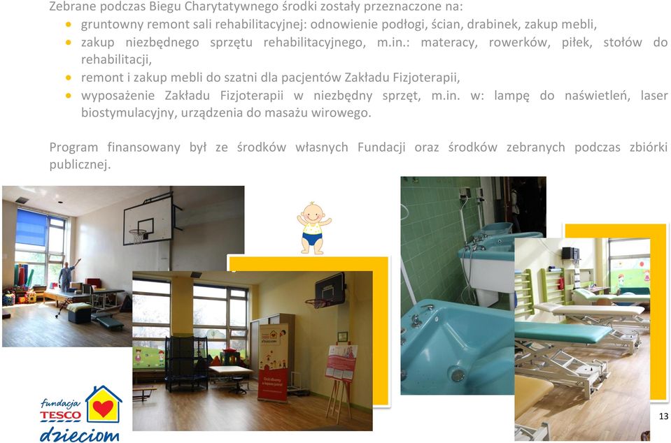 k, zakup mebli, zakup niezbędnego sprzętu rehabilitacyjnego, m.in.