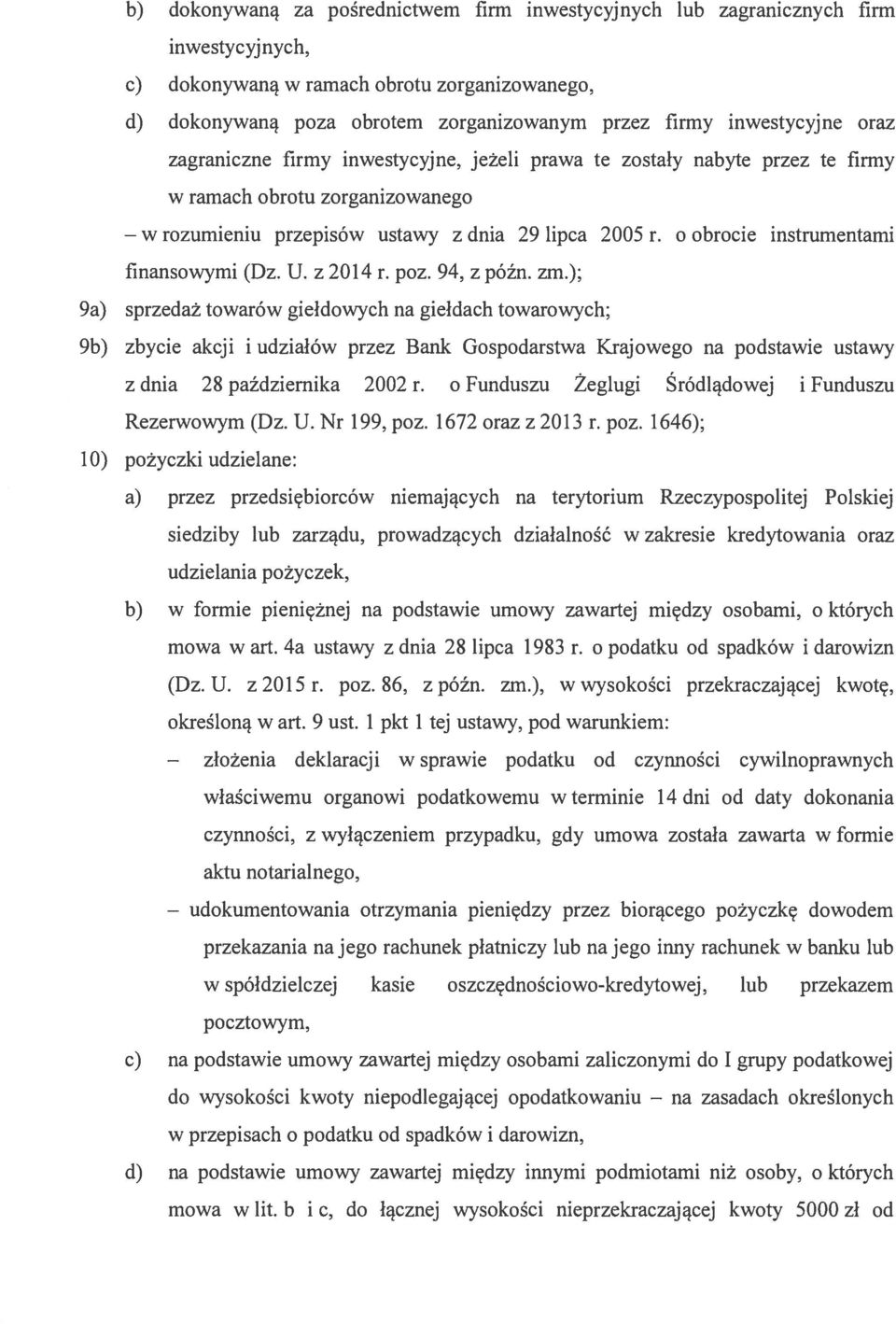 2005 r. o obrocie instrumentami flnansowymi (Dz. U. z 2014 r. poz. 94, z późn. zm.