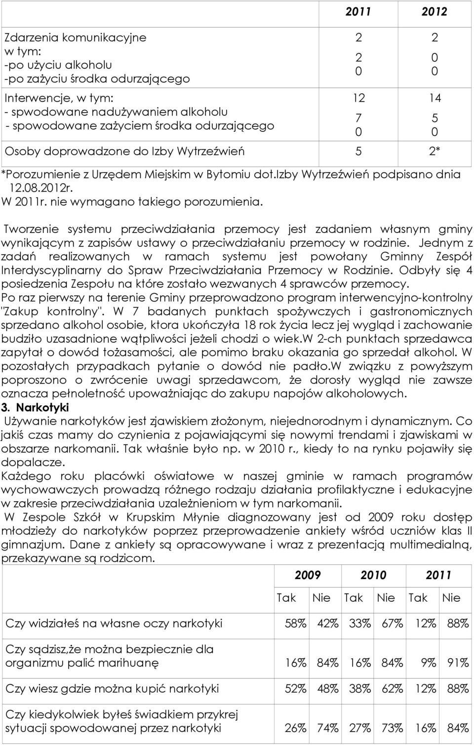 Tworzenie systemu przeciwdziałania przemocy jest zadaniem własnym gminy wynikającym z zapisów ustawy o przeciwdziałaniu przemocy w rodzinie.