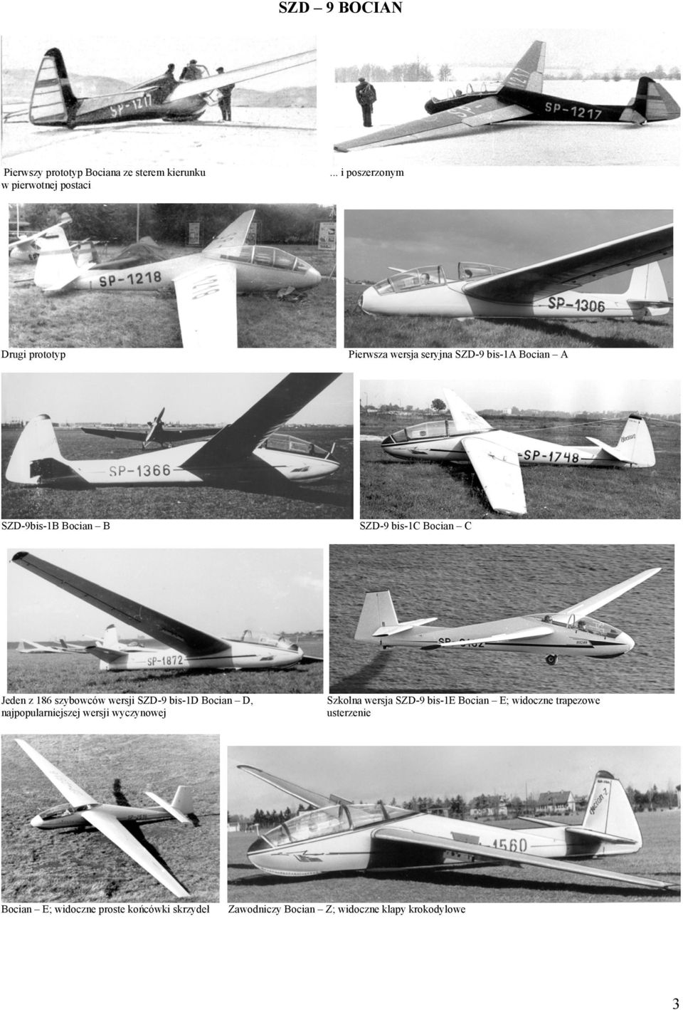 Bocian C Jeden z 186 szybowców wersji SZD-9 bis-1d Bocian D, najpopularniejszej wersji wyczynowej Szkolna wersja