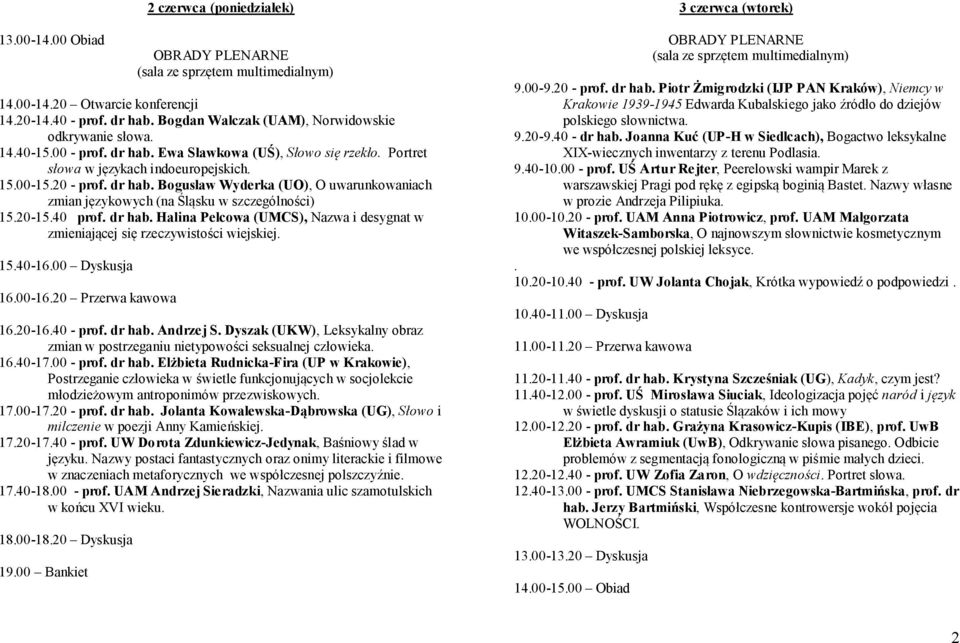 15.40-16.00 Dyskusja 16.00-16.20 Przerwa kawowa 16.20-16.40 - prof. dr hab. Andrzej S. Dyszak (UKW), Leksykalny obraz zmian w postrzeganiu nietypowości seksualnej człowieka. 16.40-17.00 - prof.