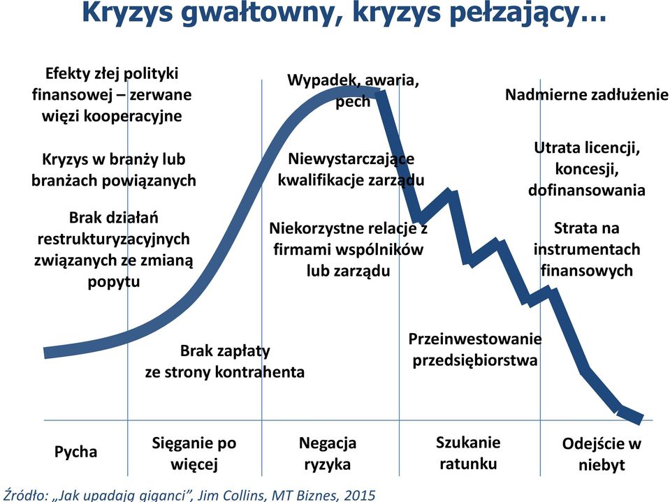 relacje z firmami wspólników lub zarządu Nadmierne zadłużenie Utrata licencji, koncesji, dofinansowania Strata na instrumentach finansowych Brak zapłaty ze strony