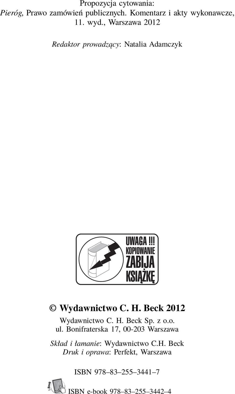 Beck 2012 Wydawnictwo C. H. Beck Sp. z o.o. ul.