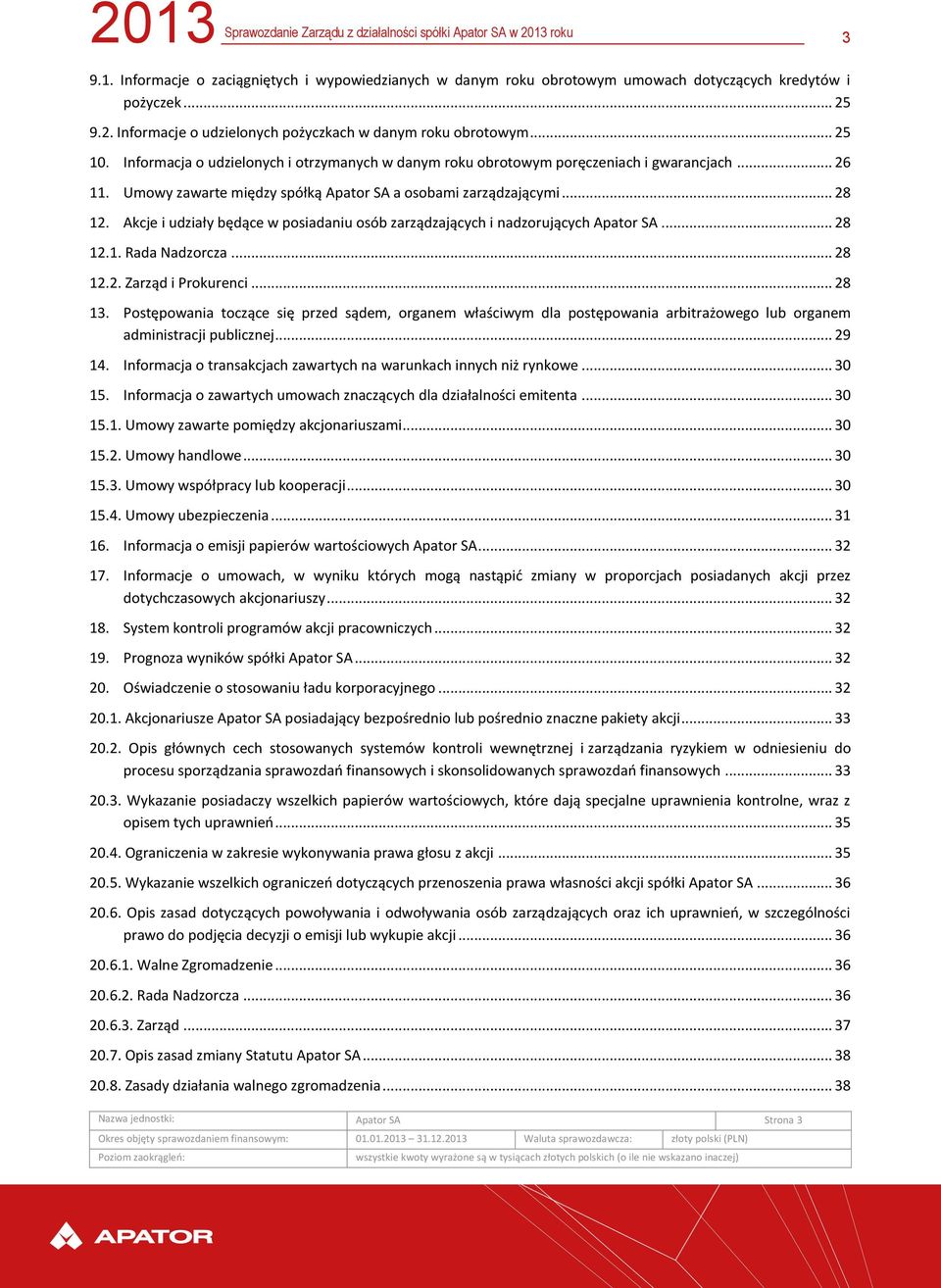 Akcje i udziały będące w posiadaniu osób zarządzających i nadzorujących Apator SA... 28 12.1. Rada Nadzorcza... 28 12.2. Zarząd i Prokurenci... 28 13.