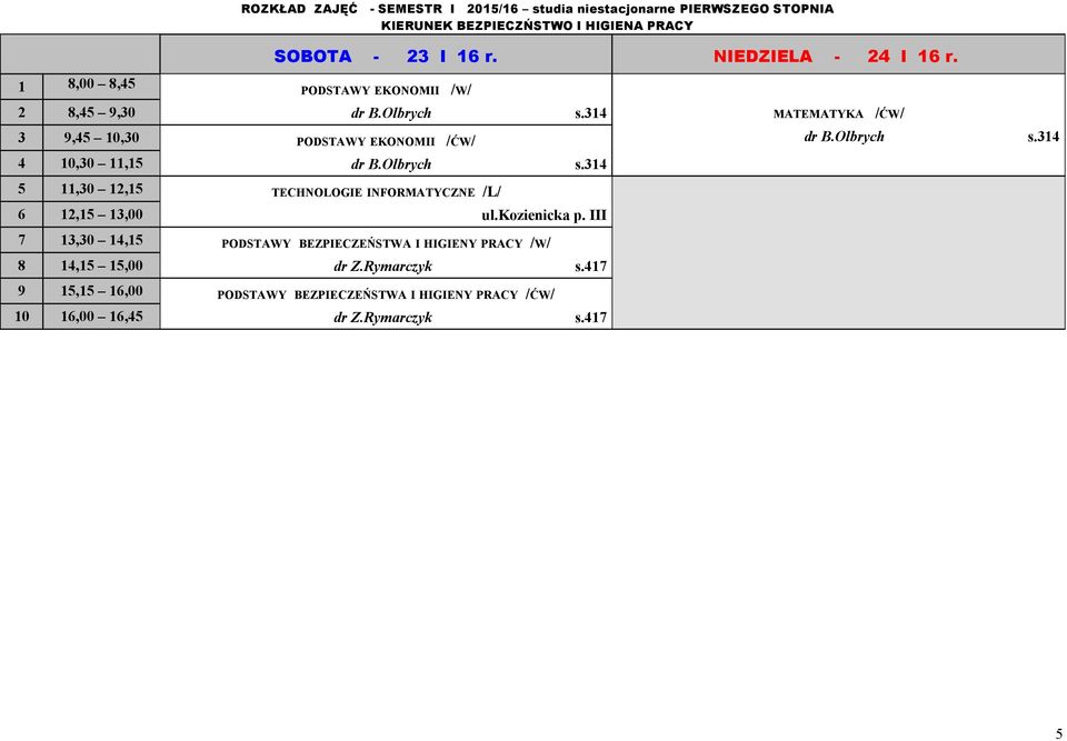 SOBOTA - 3 I 6 r. NIEDZIELA - 4 I 6 r.