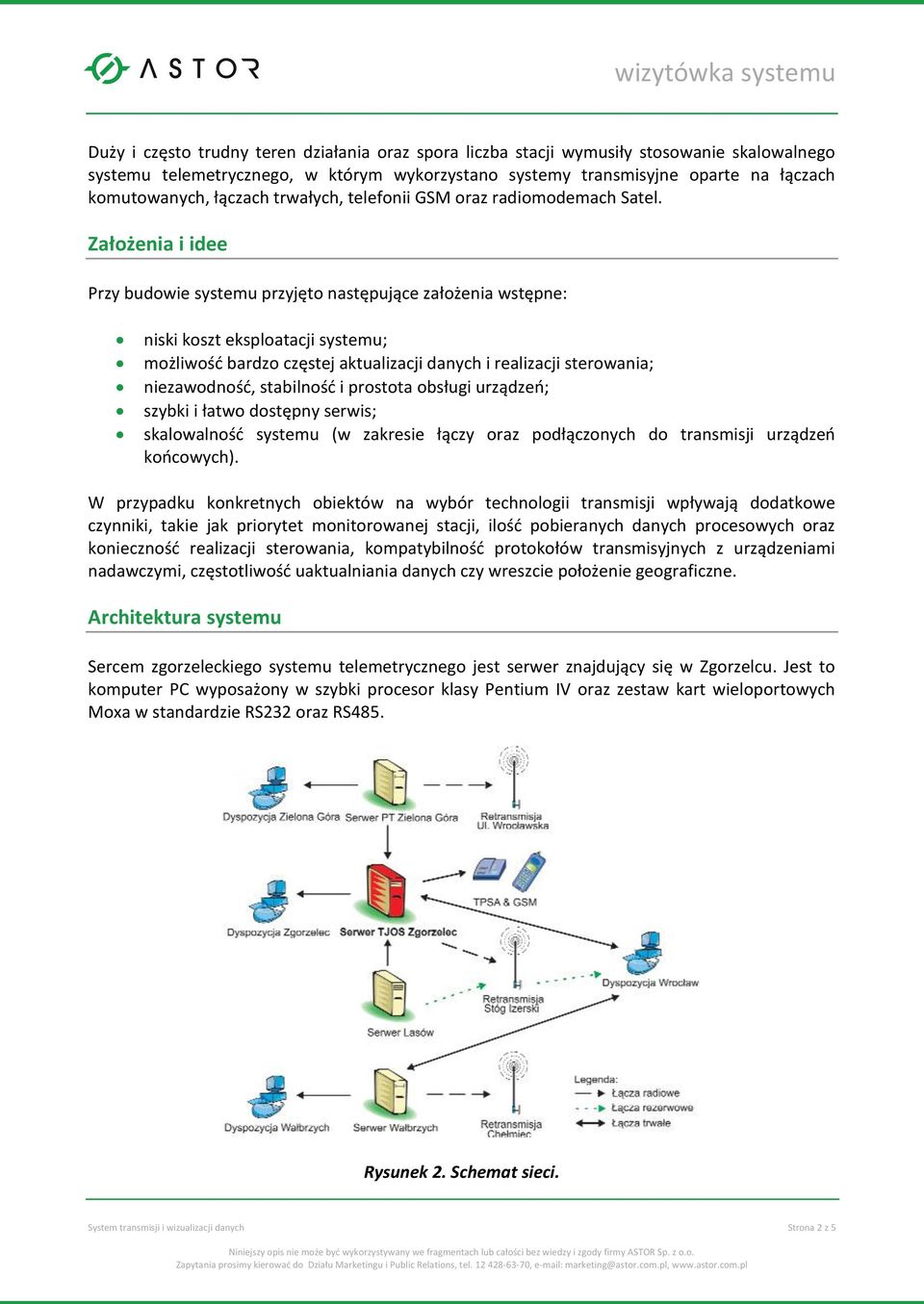 Założenia i idee Przy budowie systemu przyjęto następujące założenia wstępne: niski koszt eksploatacji systemu; możliwość bardzo częstej aktualizacji danych i realizacji sterowania; niezawodność,