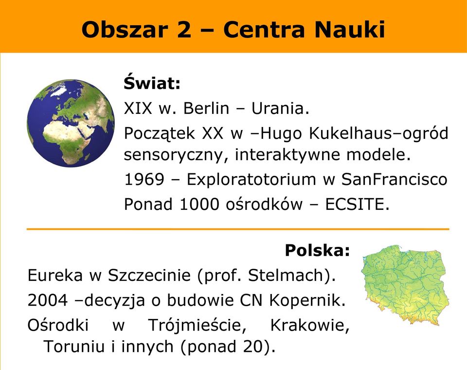 1969 Exploratotorium w SanFrancisco Ponad 1000 ośrodków ECSITE.