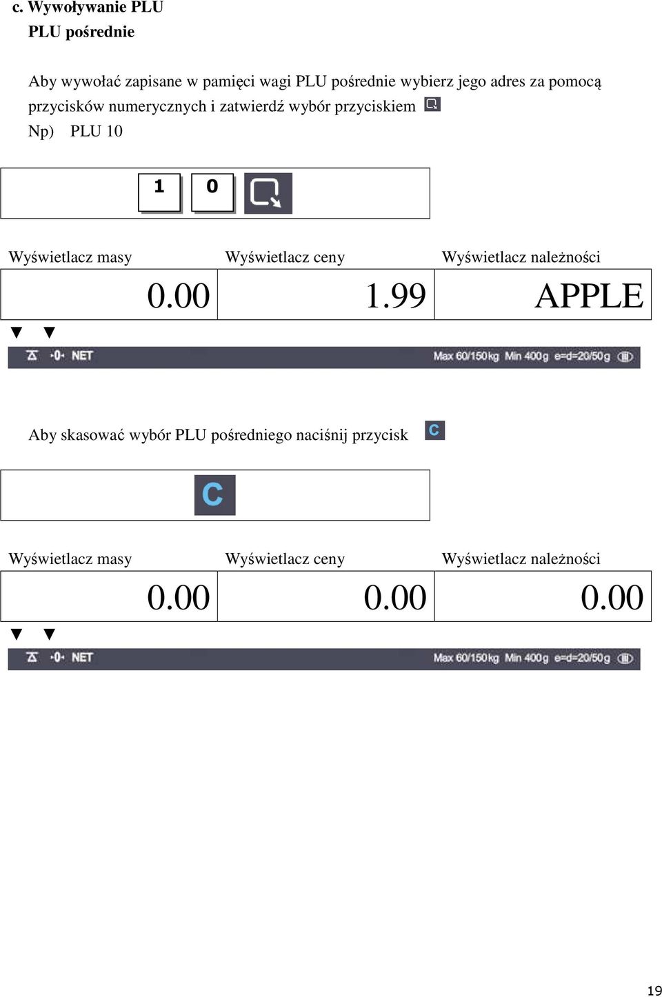 numerycznych i zatwierdź wybór przyciskiem Np) PLU 10 1 0 0.00 1.