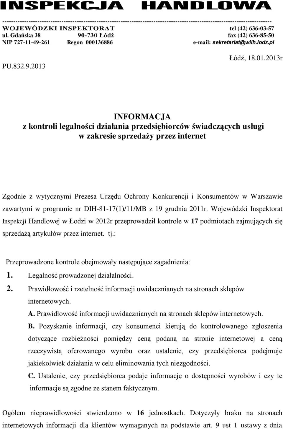 6886 e-mail: sekretariat@wiih.lodz.pl PU.832.9.2013