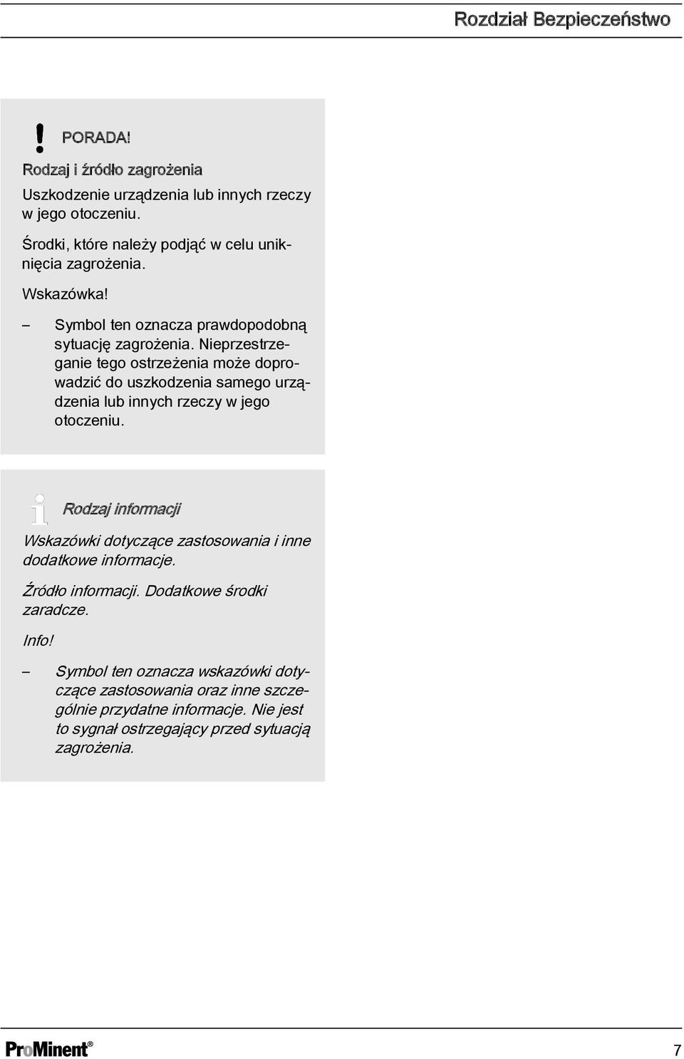 Nieprzestrzeganie tego ostrzeżenia może doprowadzić do uszkodzenia samego urządzenia lub innych rzeczy w jego otoczeniu.