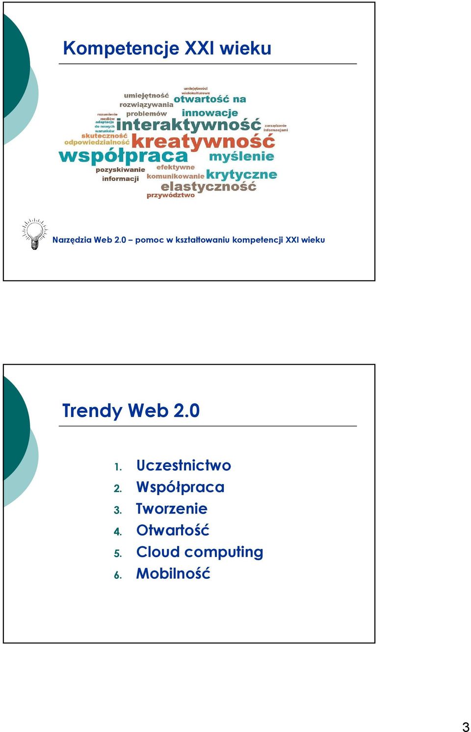 Trendy Web 2.0 1. Uczestnictwo 2. Współpraca 3.