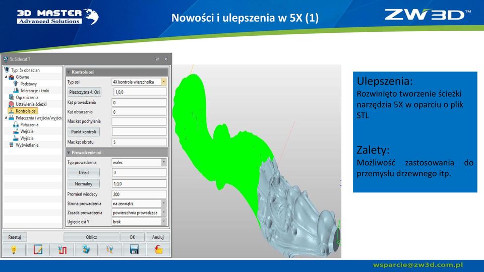 narzędzia 5X w oparciu o plik STL