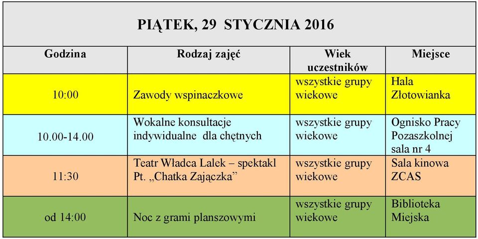00 11:30 Wokalne konsultacje indywidualne dla chętnych Teatr