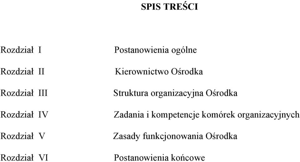 Ośrodka Struktura organizacyjna Ośrodka Zadania i kompetencje