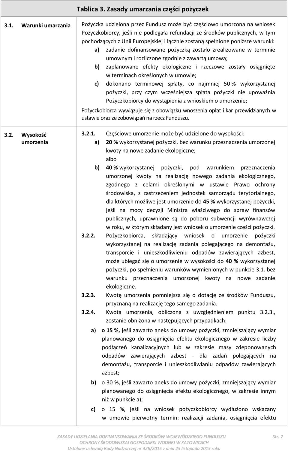 i łącznie zostaną spełnione poniższe warunki: a) zadanie dofinansowane pożyczką zostało zrealizowane w terminie umownym i rozliczone zgodnie z zawartą umową; b) zaplanowane efekty ekologiczne i